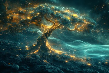 Fototapeta premium Tree of Knowledge, Interconnectedness, Complexity, Synaptic Activity.. Metaphorical representation of data-driven decisions.