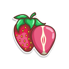 hand draw strawberry fruit illustration art

