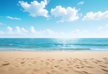 Fototapeta na wymiar beautiful beach background with blue sky and sand