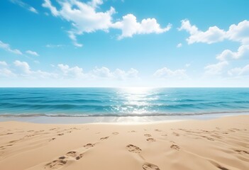Fototapeta na wymiar beautiful beach background with blue sky and sand