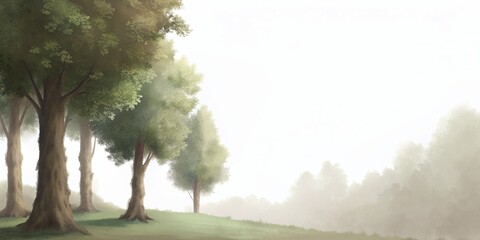 Digital painting of tree with blank area for text.