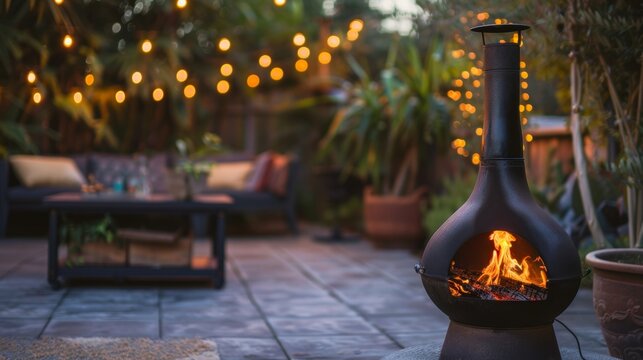 Whether entertaining or simply enjoying a quiet evening outside the chiminea adds a touch of sophistication and comfort to any outdoor space. 2d flat cartoon.