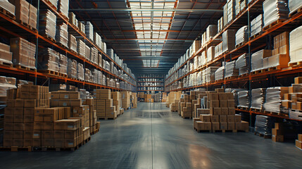 Fototapeta premium warehouse full of packages reading for shipping 