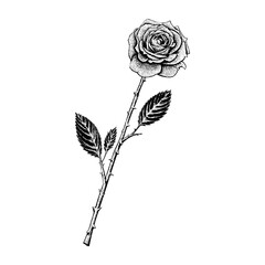 single rose hand drawing vector isolated on background.