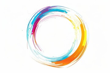 Colorful circle elements in vibrant rainbow colors on a plain white background. 