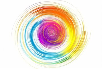 Colorful circle elements in vibrant rainbow colors on a plain white background. 