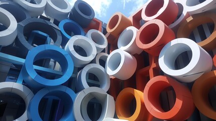 Celebratory Sculptures in Tricolor for French National Day - Artistic Close-Up in Muted Natural Light