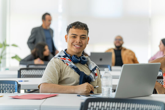 portrait of a lgbt man at university looking at the camera