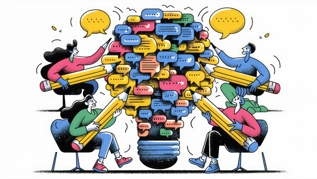 People Contributing to a Central Idea in Brainstorm