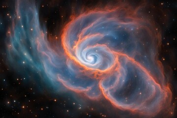 A spiral galaxy with a bright orange center