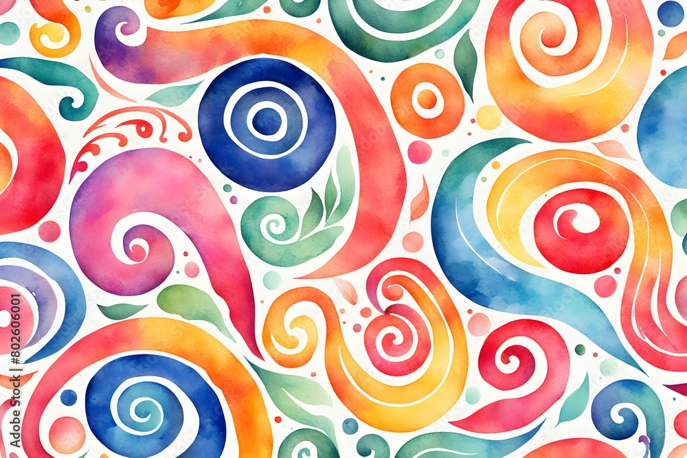 Poster a colorful swirl pattern with a white background