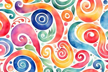 A colorful swirl pattern with a white background