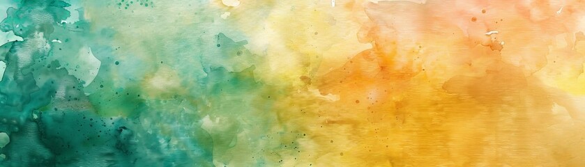 Abstract watercolor painting. Green, yellow, orange and pink colors.