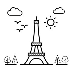 eiffel tower city. Paris city icon illustration vector.