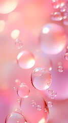 Pink background with bubbles floating in the air