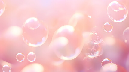 Pink background with bubbles floating in the air