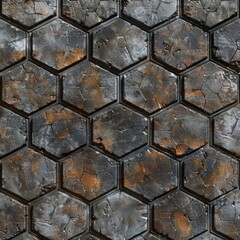 Rusty metal hexagons. - obrazy, fototapety, plakaty