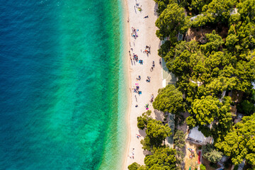 Beautiful aerial view of Punta Rata beach in Brela, Makarska Riviera, Croatia. Aerial view of Punta...