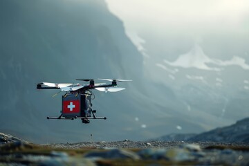 Healthcare innovation concept with medical drone