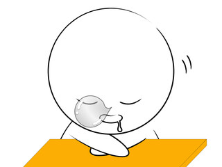 【リアクション人物シリーズ】机でうとうとする人のイラスト（浅い眠り）線画_JPEG/[Reaction Person Series] Person Dozing at Desk Illustration (Light Sleep) - Simple Line Art