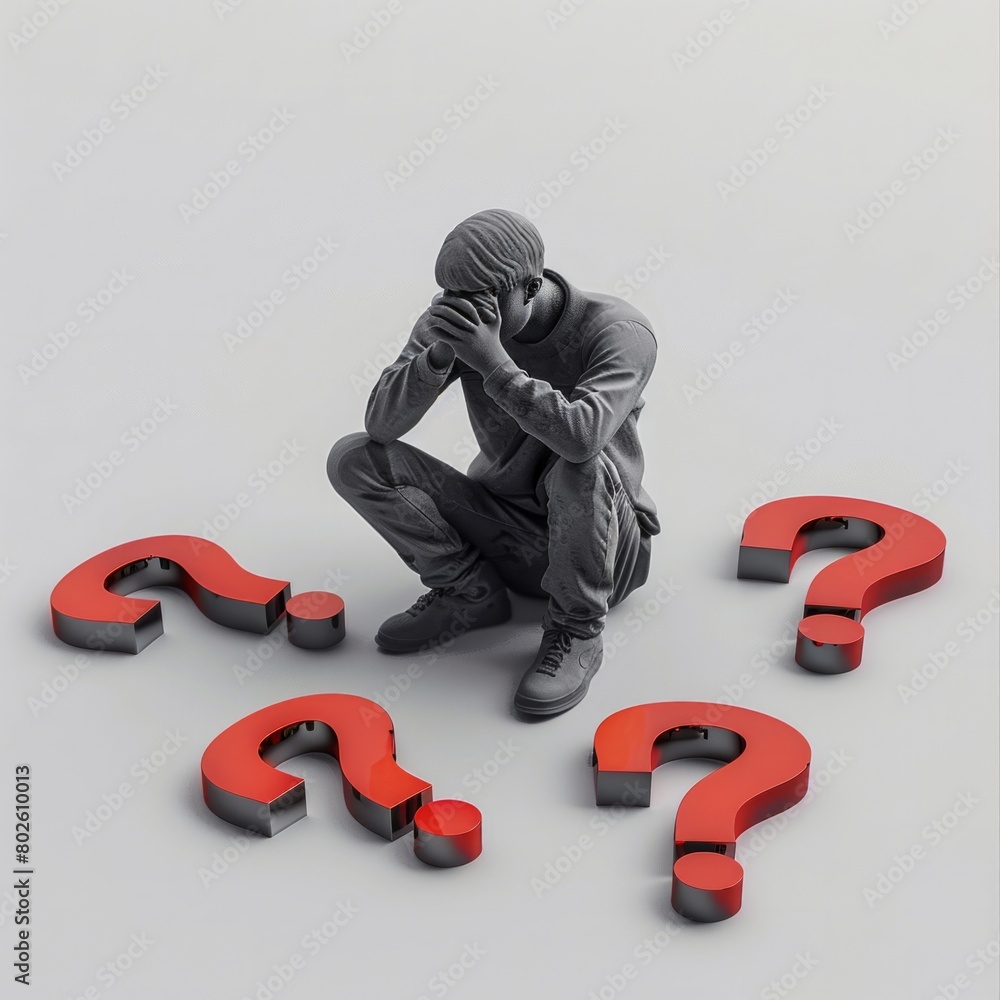 Poster create a 3d rendering of a man in a state of depression, ai generative