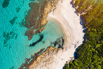 Aerial view of Baia dei Turchi, Puglia region, Italy. Turkish Bay (or Baia dei Turchi), this coast...