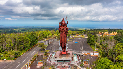 Shiva statue at Grand Bassin temple, the world's tallest Shiva temple, it is 33 meters tall....