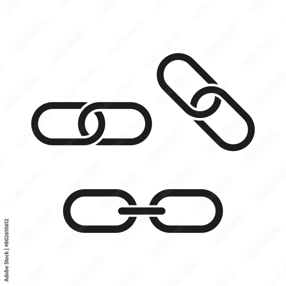 Aufkleber interlocking chain link icons set. connection and unity concept symbols. black chain segments illust