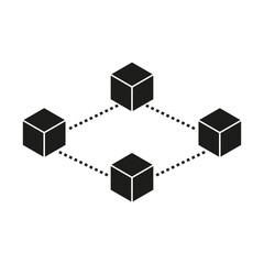 Obraz premium Connected blocks in circular arrangement. Vector network concept. Isometric cube nodes. Distributed ledger technology.