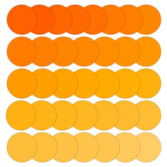 Orange Gradient Circles Vector. Warm hue transitions in circular shapes. Design color palette.