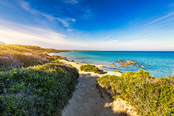 View of Baia dei Turchi, Puglia region, Italy. Turkish Bay (or Baia dei Turchi), this coast of...