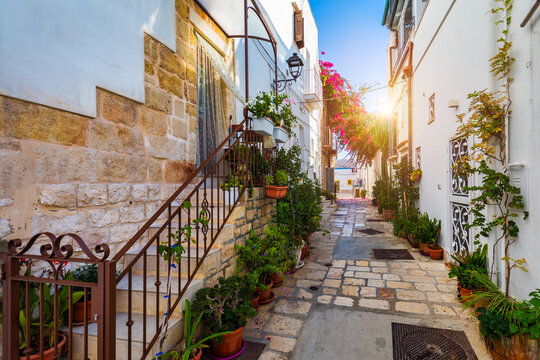 Spectacular cityscape of Polignano a Mare town, Puglia region, Italy, Europe. Polignano Al Mare, scenic small town in Puglia, Italy. Polignano a Mare village on the rocks, Bari, Apulia, Italy.