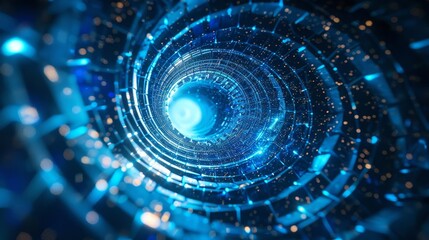 3D polygonal vortex, entrance to the digital realm