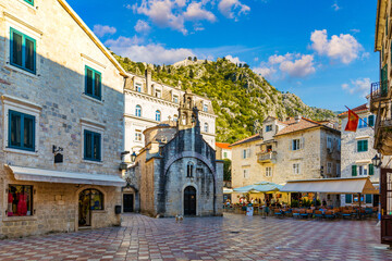 View of the old town of Kotor, Montenegro. Bay of Kotor bay is one of the most beautiful places on...