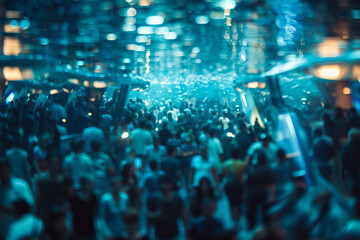 blurred photograph of crowded Underwater city.