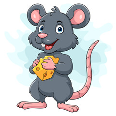 Cartoon mouse holding slice of cheese