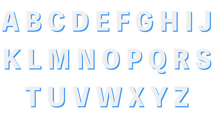 装飾文字セット|アルファベット大文字:白+青