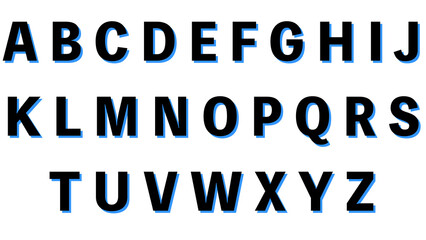 装飾文字セット|アルファベット大文字:黒+青