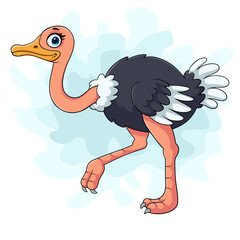 Cartoon ostrich on white background