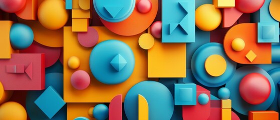 Abstract design, colorful 3D shapes for modern decor