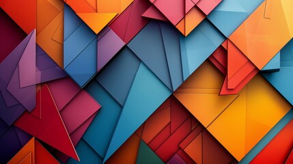 Artistic 3D geometry in bright colors, wall art