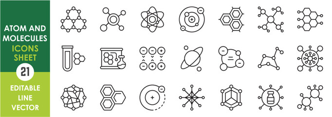 Molecule and Atoms set icon template. Molecules icons representing chemistry.