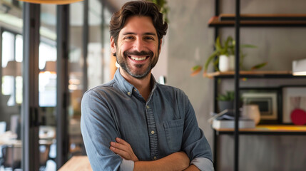 Fototapeta premium smiling man in modern office