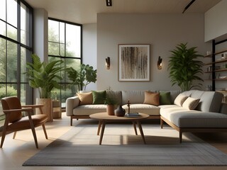 Fototapeta premium Serenity in Simplicity: A Modern Sanctuary of Relaxation and Rejuvenation