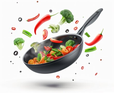 vegetables in a frying pan