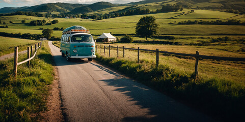 Aventura Nostálgica: Viagem pelo Campo em uma Van Vintage