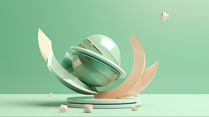 Minimalist origami creation of a fictional planet presented in pastel tones against a solid mint green background ideal for creative spacethemed projects