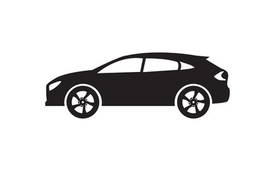 Car icon symbol Flat vector illustration silhouette. concept of auto, view, sport, race, transport, and automobile vector illustration.