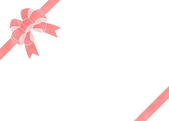 りぼんのラッピングフレーム、水彩風カラー、お祝いフレーム