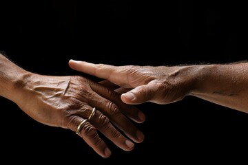 Two businessmen in formal attire sealing a deal with a firm handshake against a dark background. Symbolizing partnership, agreement, teamwork, and success in business collaboration